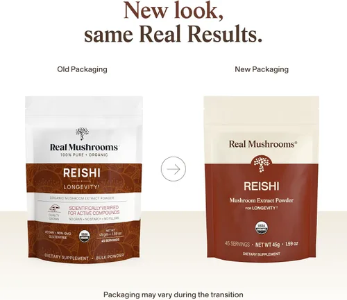 Miniatura 2 de Real Mushrooms Reishi - Polvo de hongos orgánicos seleccionados a mano, reishi rojo para un bienestar diario tranquilo con beta-glucanos