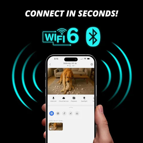 Miniatura 5 de Cámara de seguridad Defender GO 2K con AI, WiFi para interior/exterior, para hogar, negocio, mascotas, bebé, detección AI, banda dual, foco/sirena