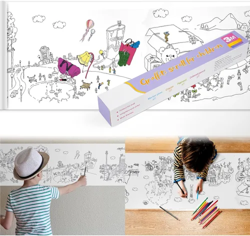Miniatura 9 de 2 piezas de rollo de dibujo para niños, rollo de papel para colorear para regalo para niños, rollo de papel de dibujo y pintura DIY de 120 * 11.8