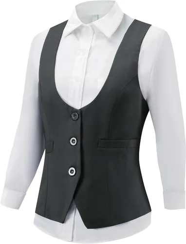Miniatura 3 de V VOCNI Chaleco de traje para mujer, chaleco vintage steampunk, elegante, casual, con espalda cruzada