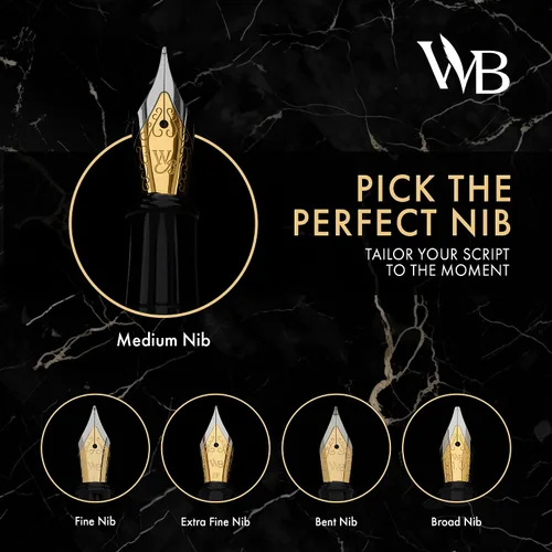 Miniatura 4 de Conjunto de pluma estilográfica Wordsworth & Black, plumín extra fino dorado de 18 quilates, incluye 24 cartuchos de tinta, convertidor de repuesto