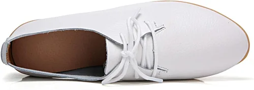 Miniatura 7 de Zapatos deportivos de moda para mujer, zapatos casuales de cuero con cordones, puntera puntiaguda, tacón bajo, mocasines ligeros, cómodos