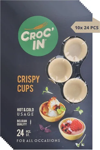 Miniatura 9 de CROC'IN - Mini conchas ácidas neutras - Tazas comestibles de aperitivo o postre - Moldes de pastelería - Confitería artesanal y vegana - 60 piezas