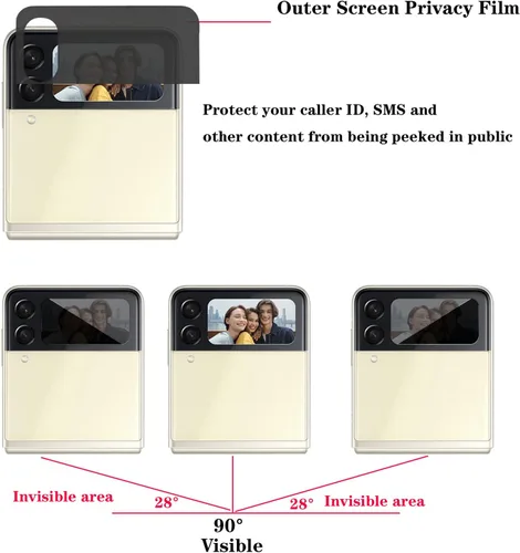 Miniatura 3 de Paquete de 3 protectores de pantalla mate de privacidad compatibles con Samsung Galaxy Z Flip 4 5G 2022, antiespía, 1 protector de pantalla exterior