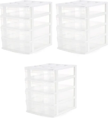 Miniatura 10 de Gracious Living Organizador de Cajones, Cajones de Almacenamiento de Escritorio de Plástico de 4 Niveles, Marco Blanco - Contenedores de Escritorio