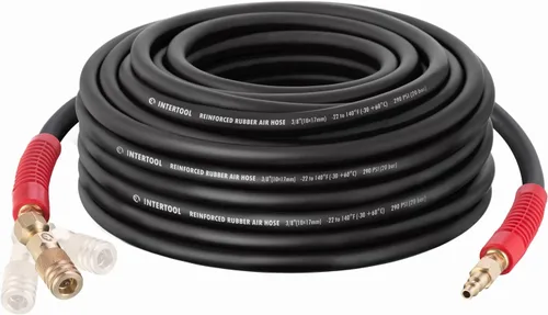 Miniatura 15 de INTERTOOL Manguera de compresor de aire 1/4-pulgada x 25 pies, ligera con acoplador rápido resistente y enchufe de servicio pesado - Resistente a