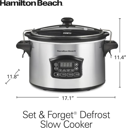 Miniatura 8 de Hamilton Beach Set & Forget 33869- Olla de cocción lenta programable digital, tapa hermética, sonda de temperatura, programa de descongelación