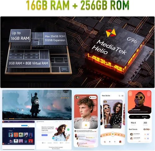 Miniatura 2 de Ulefone Armor 22 Smartphone resistente desbloqueado, 64 MP + 64 MP, Helio G96 16 GB RAM 256 GB ROM, pantalla de 6.58 pulgadas FHD+ 120Hz, batería
