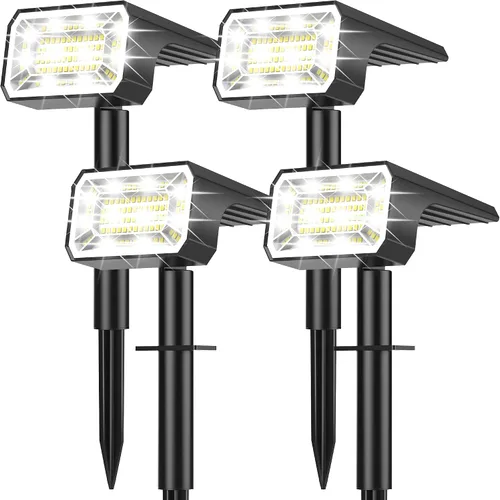 Miniatura 10 de Focos solares para exteriores, impermeables, IP65, [8 paquetes/100 LED/4 modos] 2 en 1, focos solares de paisaje, encendido/apagado automático