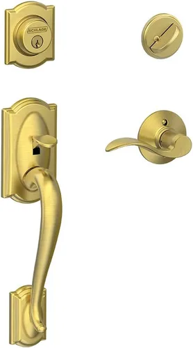 Miniatura 16 de Schlage F60 V CAM 716 ACC - Juego de manijas para puerta de entrada con manija Accent, diseño Camelot, cerradura de entrada con llave de lado único