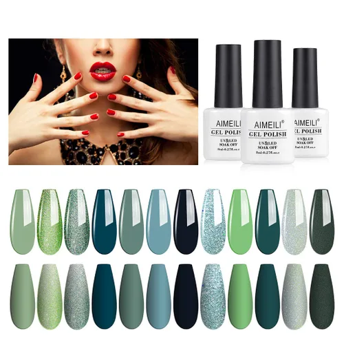 Miniatura 14 de AIMEILI Hema Free - Juego de esmaltes de uñas de gel, libre de crueldad, vegano, colección neón, 12 colores, rosa intenso, azul, amarillo, verde