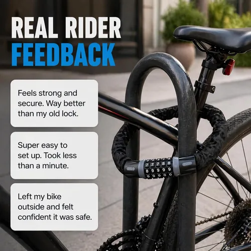 Miniatura 6 de Revas - Cerradura de bicicleta resistente con combinación de 5 dígitos antirrobo Cerradura de seguridad resistente a la intemperie y a los cortes
