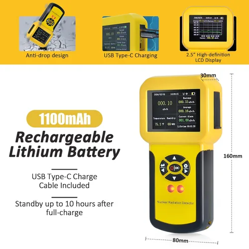 Miniatura 6 de Medidor de radiación nuclear, contador Geiger, detector radiactivo BTMETER detector de rayos X beta gamma nivel CPM con alarma, dosímetro