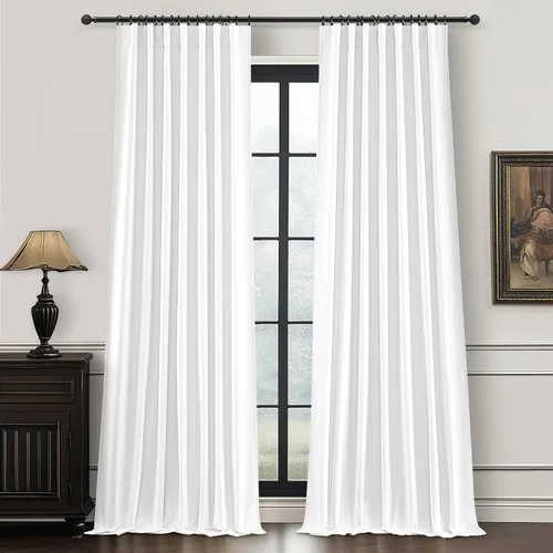Miniatura 14 de Cortinas opacas extraanchas, 2 paneles para puertas corredizas de vidrio, moderna mezcla de lino plisado pesado, piso a techo, ventanas grandes, 70