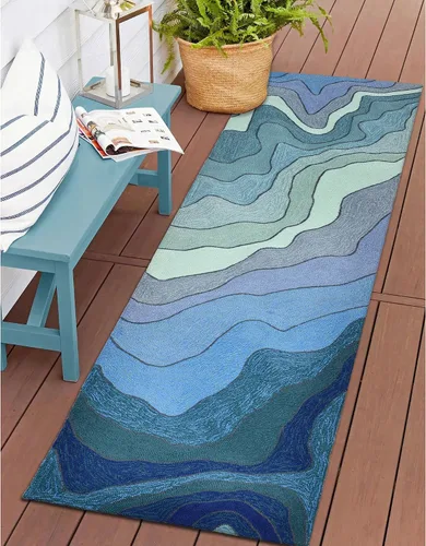 Miniatura 29 de Liora Manne Ravella - Alfombra duradera para interiores y exteriores, estabilizada a mano con rayos UV, tropical neutro, 5 pies x 7 pies 6 pulgadas