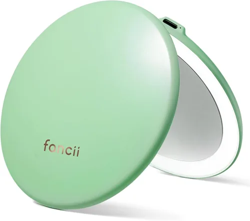 Miniatura 24 de Fancii Taylor espejo de maquillaje de viaje con luz LED, recargable, aumento 10x/1x, sistema de iluminación Tru-Glow, XL grande de 5 pulgadas