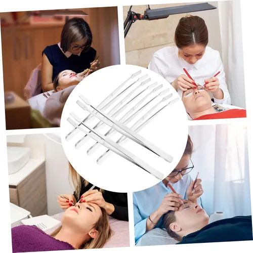 Miniatura 6 de Juego de 6 pinzas para sellos, 6 pinzas planas de punta ancha de precisión para manualidades, joyería, uso en laboratorio, diseño ergonómico duradero