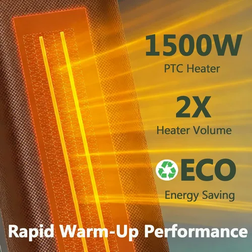 Miniatura 3 de Calentador de ambiente de 24" de 1500 W para uso en interior, calentador eléctrico portátil con control remoto, calentadores pequeños