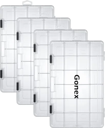Miniatura 7 de Gonex Cajas de aparejos de pesca, bandejas de aparejos 3600 3700 con divisores ajustables, organizador de caja de aparejos de plástico transparente