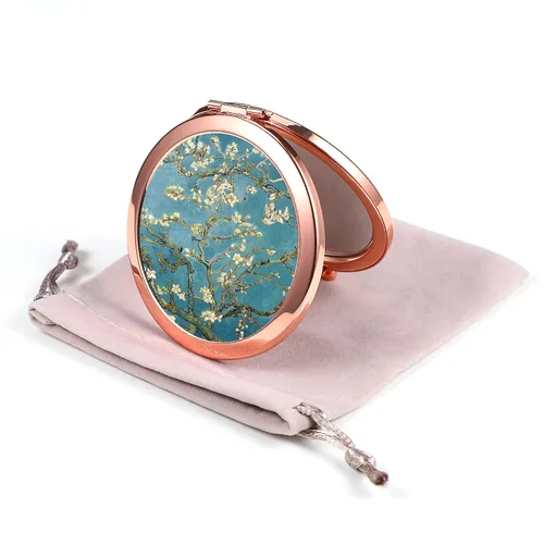 Miniatura 12 de Espejo Compacto Oro Rosa Espejo de Maquillaje Mini Espejo de Bolsillo Plegable Espejo de Mano Portátil de Doble Cara 2x 1x Aumento para Mujeres