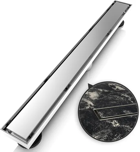 WEBANG Drenaje de ducha lineal de 24 pulgadas Drenaje de piso rectangular con accesorios Cubierta reversible 2 en 1 Rejilla de inserción de azulejo