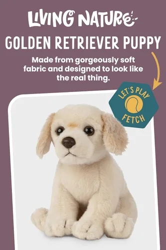 Miniatura 3 de Living Nature Golden Retriever - Cachorro de peluche suave y realista para perro, peluche ecológico Naturli, 6 pulgadas