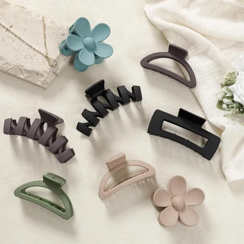 Miniatura 6 de Sunolga 8 pinzas para cabello para mujer, pinzas de garra con forma de flor para cabello grueso, accesorios para cabello antideslizantes