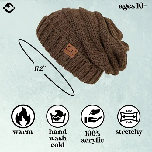 Miniatura 325 de Funky Junque Gorro de moda de punto trenzado de talla extragrande, grueso, abrigado, suave y holgado