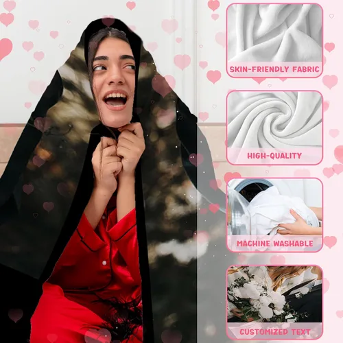 Miniatura 5 de Mantas personalizadas con fotos, regalos personalizados para parejas para esposa, marido, novia, novio, manta con imagen personalizada "I Love You