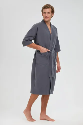 Miniatura 2 de MONARCH Chamois - Bata de microfibra tipo kimono para hotel, ligera, absorbente, suave, para spa, ciprés