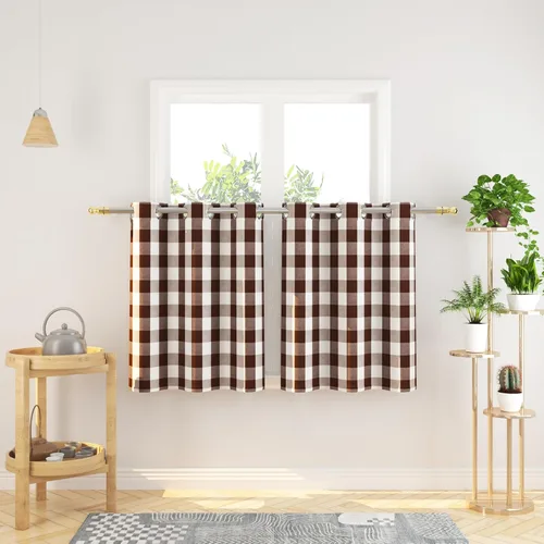 Miniatura 108 de Cortinas de 24 pulgadas de largo con diseño Buffalo Check Gingham Plaid para ventanas de cocina y baño, tratamiento para ventanas con 2 paneles