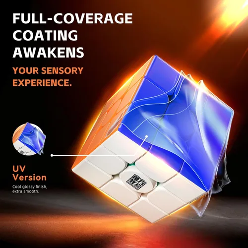 Miniatura 7 de Moyu RS3M V5 SE Ball Core recubierto UV 3x3 SpeedCube, rompecabezas 3x3 sin calcomanías RS3M V5 MagLev Master Cube (MagLev+Ball Core Magic Clothes)