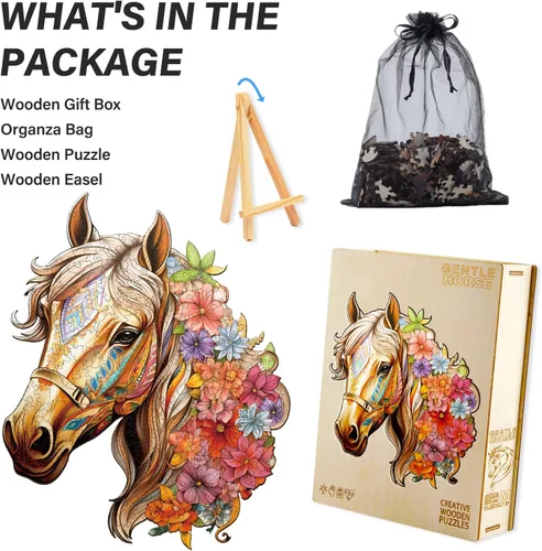 Miniatura 3 de Rompecabezas de madera para adultos, rompecabezas de madera de caballo para adultos, rompecabezas de madera con forma única de animales, regalos
