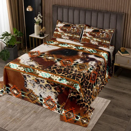 Miniatura 29 de Erosebridal Southwestern - Juego de colcha geométrica bohemia acolchada tamaño individual, juego de edredón étnico tribal con flechas occidentales