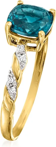 Miniatura 3 de Ross-Simons Anillo de topacio azul Londres de 1.70 quilates con detalles de diamantes en oro amarillo de 14 quilates