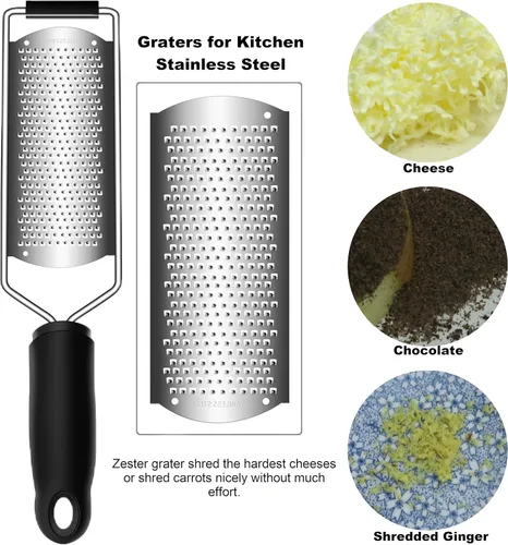 Miniatura 4 de Rallador de queso de mano con mango, limón y cítricos, herramienta para cocina, acero inoxidable, suministros de decoración de pasteles, accesorios