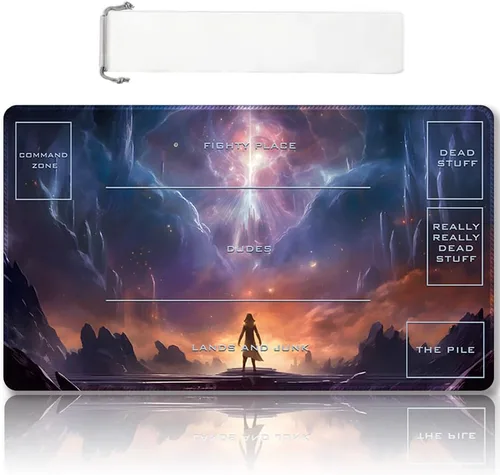 Miniatura 16 de Tapete de Juego MTG Premium Cosido con Zonas y Respaldo de Goma Antideslizante - Tapete de Juego TCG para MTG y Otros Juegos de Cartas - Diseño Dkt