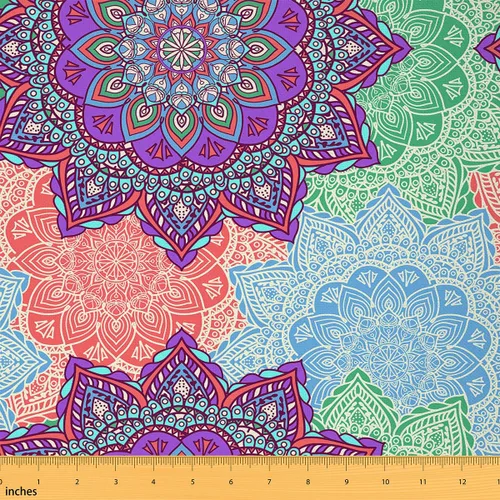 Miniatura 21 de Tela con patrón Paisley de The Yard, tela de tapicería floral étnica boho para sillas y sofás, costura, tela impermeable de arte mandala abstracto
