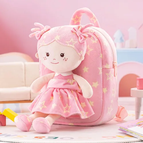 Miniatura 19 de Onetoo Mochila para niños pequeños, regalos de regreso a clases, mochilas para niñas y niños con muñecas de bebé ligeras y suaves en vestido