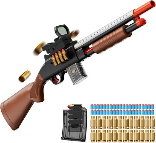 Miniatura 7 de Modelos de pistola de juguete de espuma (33 pulgadas), diseño de carcasa de salto [con 10 carcasas y 40 dardos suaves] Perfecto para juegos en Verde