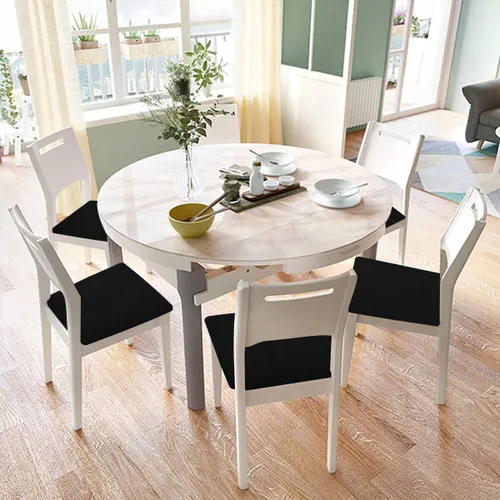 Miniatura 2 de Fundas de asiento para silla, juego de 6, fundas elásticas negras para silla de comedor cuadradas, extraíbles y lavables, protector de asiento