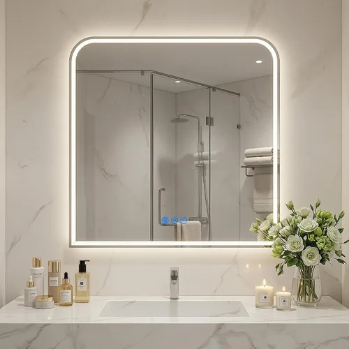 Miniatura 15 de Antok Espejo LED de baño, espejo LED con luces para baño, espejos de tocador iluminados para pared, antivaho, regulable, vidrio templado, función