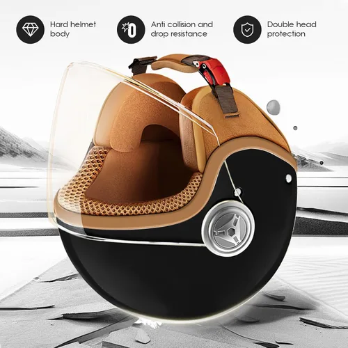 Miniatura 5 de Casco de motocicleta de cara abierta 3/4 aprobado por DOT, cascos ligeros retro vintage, para niños y niñas de 3 a 15 años de edad, casco de scooter