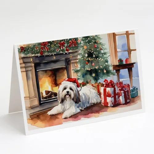 Miniatura 150 de Caroline's Treasures DAC2753GCA7P Paquete de 8 tarjetas de felicitación navideña acogedora de Husky siberiano Tarjetas en blanco con sobres