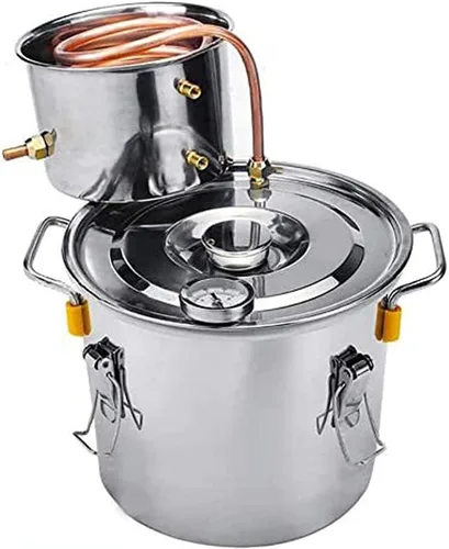 Destilador de acero inoxidable con condensador de tubo de cobre, kit de preparación casera con termómetro, para bricolaje, 6 l/1.5 galones