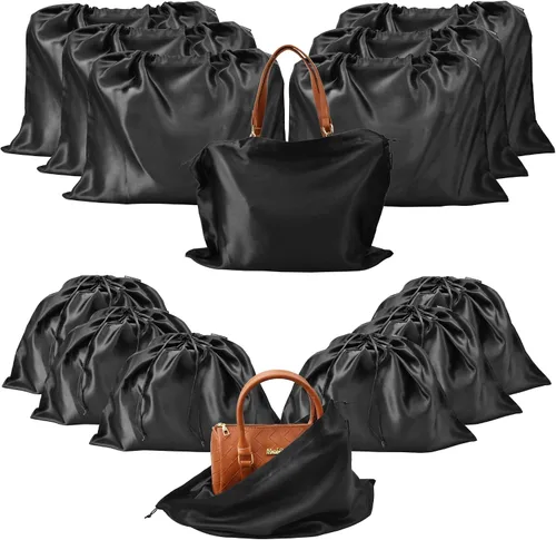 GONGKANGYUAN 12 bolsas antipolvo para bolsos y bolsos, organizador de almacenamiento de bolsos de satén con cierre de cordón, protector de bolso