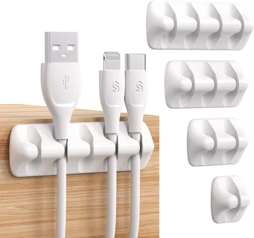 Miniatura 9 de Syncwire Clips transparentes para cables, organizador de cables autoadhesivo, para el hogar, oficina, cubículo, coche, mesita de noche, accesorios