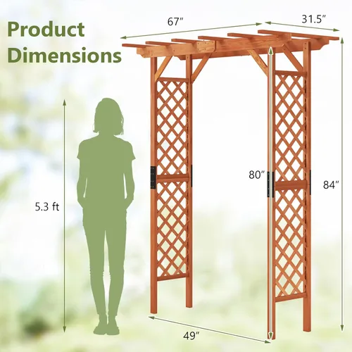 Miniatura 7 de S AFSTAR Cenador de jardín de madera de 84 pulgadas, arco de escalada de plantas, enrejado, pérgola, arco de boda para exteriores, patio, ceremonia