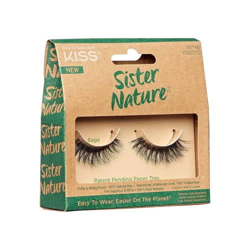 Miniatura 8 de KISS Pestañas postizas Sister Nature, fáciles de usar y más fáciles en el planeta, cabello 100% natural, acabado de pestañas finas y esponjosas