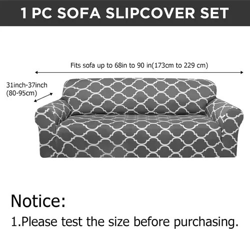 Miniatura 2 de Peryiter Juego de 1 funda de sofá gris oscuro para sala de estar, fundas de muebles para sofá y sofás, funda de sofá biplaza o sillón, protector